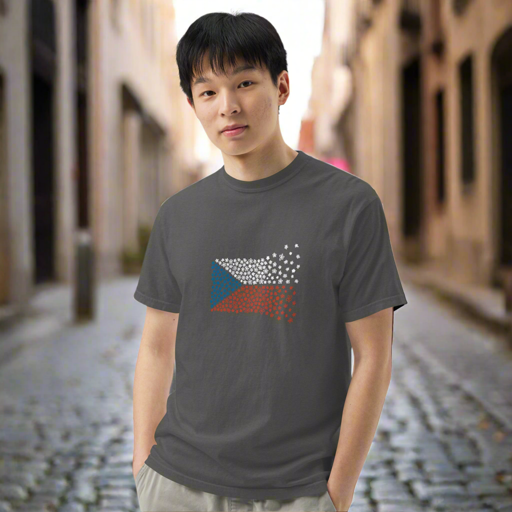 Floral Czech Flag T-Shirt {with red}