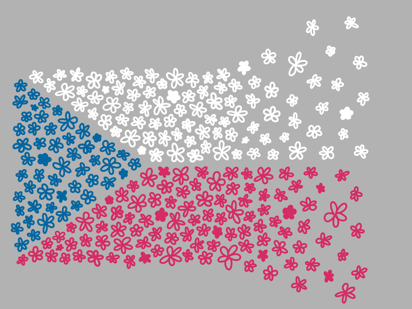 Floral Czech Flag T-Shirt {with pink}